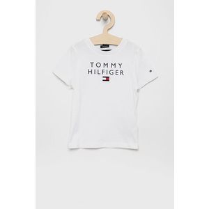 Detské bavlnené tričko Tommy Hilfiger biela farba, s potlačou vyobraziť