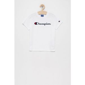 Detské bavlnené tričko Champion 305770 biela farba, s nášivkou vyobraziť