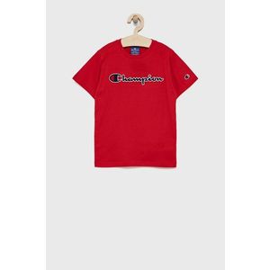 Detské bavlnené tričko Champion 305770 červená farba, s nášivkou vyobraziť