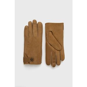 Semišové rukavice UGG pánske, hnedá farba vyobraziť