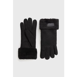 Semišové rukavice UGG dámske, čierna farba vyobraziť