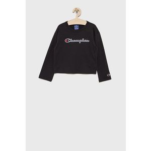 Detská bavlnená košeľa s dlhým rukávom Champion 404233 čierna farba vyobraziť
