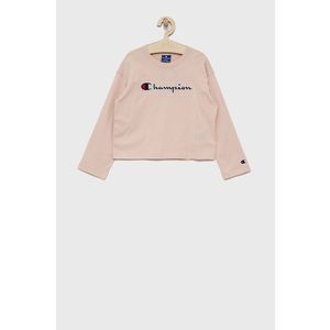 Detská bavlnená košeľa s dlhým rukávom Champion 404233 ružová farba vyobraziť