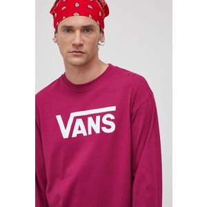 Bavlnené tričko s dlhým rukávom Vans ružová farba, s potlačou vyobraziť