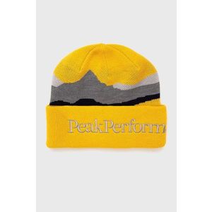 Vlnená čiapka Peak Performance žltá farba, vlnená vyobraziť