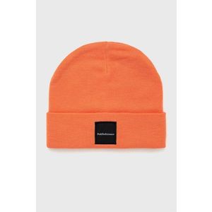 Vlnená čiapka Peak Performance oranžová farba, z hrubej pleteniny, vlnená vyobraziť
