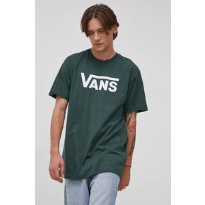 Bavlnené tričko Vans zelená farba, s potlačou vyobraziť