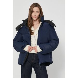 Páperová bunda Tory Burch dámska, tmavomodrá farba, zimná, oversize vyobraziť