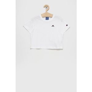 Detské bavlnené tričko Champion 404232 biela farba vyobraziť