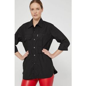 Bavlnená košeľa G-Star Raw dámska, čierna farba, regular, s klasickým golierom vyobraziť