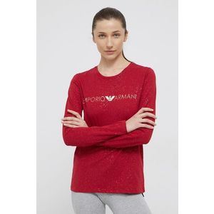 Pyžamové tričko s dlhým rukávom Emporio Armani Underwear dámske, červená farba vyobraziť