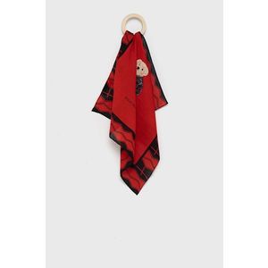 Šatka s prímesou hodvábu Polo Ralph Lauren červená farba, s potlačou vyobraziť