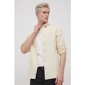 Manšestrová košeľa Jack & Jones pánska, krémová farba, regular, s klasickým golierom vyobraziť