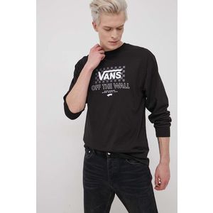 Bavlnené tričko s dlhým rukávom Vans čierna farba, s potlačou vyobraziť