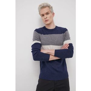 Vlnený sveter Premium by Jack&Jones pánsky, tmavomodrá farba, ľahký vyobraziť