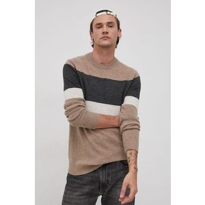 Vlnený sveter Premium by Jack&Jones pánsky, béžová farba, ľahký vyobraziť