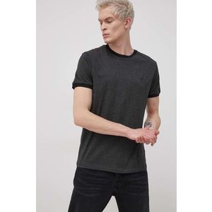 Bavlnené tričko Wrangler šedá farba, melanžové vyobraziť