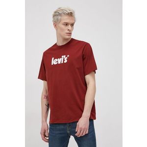 Bavlnené tričko Levi's bordová farba, s potlačou vyobraziť