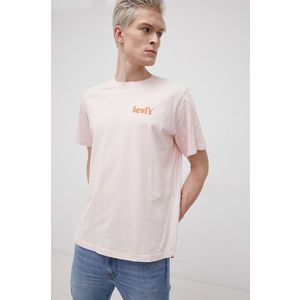 Bavlnené tričko Levi's ružová farba, jednofarebné vyobraziť