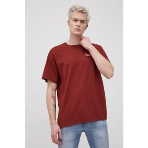 Bavlnené tričko Levi's bordová farba, jednofarebné vyobraziť