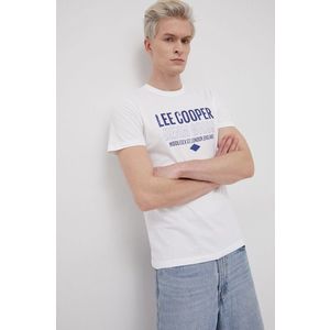 Bavlnené tričko Lee Cooper biela farba, s potlačou vyobraziť