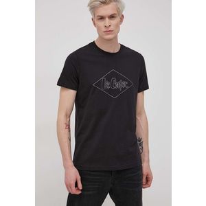 Bavlnené tričko Lee Cooper čierna farba, s potlačou vyobraziť