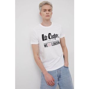 Bavlnené tričko Lee Cooper biela farba, s potlačou vyobraziť