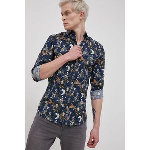 Košeľa Premium by Jack&Jones pánska, tmavomodrá farba, slim, s klasickým golierom vyobraziť