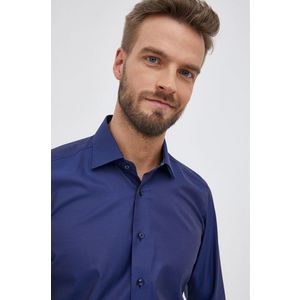 Bavlnená košeľa Emanuel Berg pánska, tmavomodrá farba, slim, s klasickým golierom vyobraziť