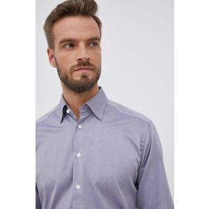 Bavlnená košeľa Eton pánska, šedá farba, slim, s klasickým golierom vyobraziť