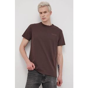 Bavlnené tričko Premium by Jack&Jones hnedá farba, jednofarebné vyobraziť