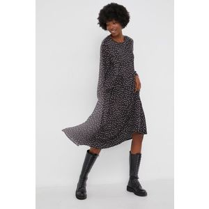 Vlnená sukňa Answear Lab čierna farba, midi, oversize vyobraziť