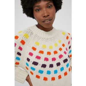 Vlnený sveter Answear Lab dámsky, krémová farba, teplý vyobraziť