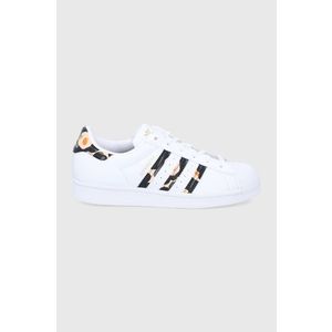 Topánky adidas Originals Superstar x Marimekko biela farba, na plochom podpätku vyobraziť