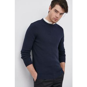 Bavlnený sveter Selected Homme pánsky, tmavomodrá farba, ľahký vyobraziť