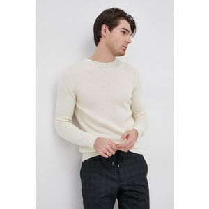 Vlnený sveter Sisley pánsky, krémová farba vyobraziť