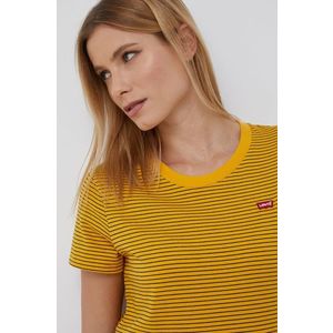 Bavlnené tričko Levi's žltá farba vyobraziť