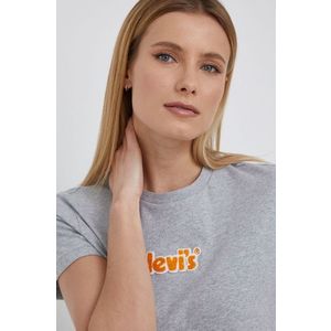 Bavlnené tričko Levi's šedá farba vyobraziť