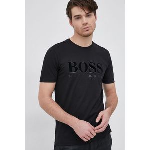 Bavlnené tričko Boss Athleisure čierna farba, jednofarebné vyobraziť