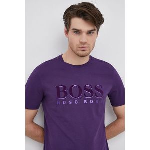Bavlnené tričko Boss Athleisure fialová farba, jednofarebné vyobraziť
