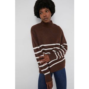 Vlnený sveter Answear Lab dámsky, hnedá farba, s polorolákom vyobraziť