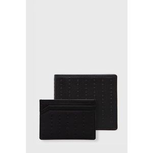 Peňaženka a kožený obal na karty Hugo pánska, čierna farba vyobraziť