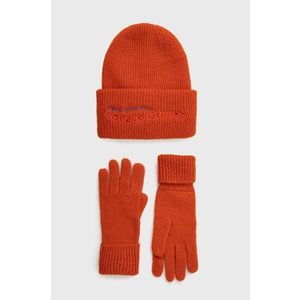 Čiapka a rukavice Desigual oranžová farba vyobraziť