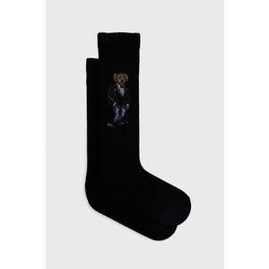 Vlnené ponožky Polo Ralph Lauren čierna farba vyobraziť