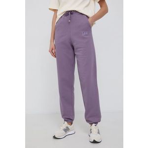 Bavlnené nohavice Lee dámske, fialová farba, jednofarebné vyobraziť
