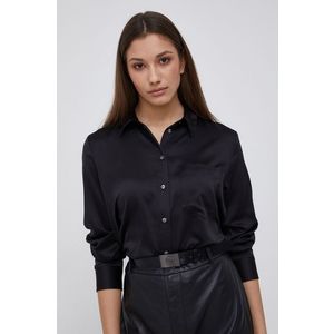 Košeľa GAP dámska, čierna farba, regular, s klasickým golierom vyobraziť