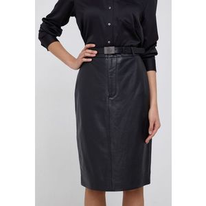 Kožená sukňa Lauren Ralph Lauren čierna farba, mini, rovná vyobraziť