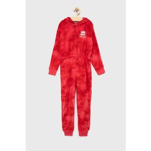Detský pyžamový overal GAP x Disney červená farba, s nášivkou vyobraziť