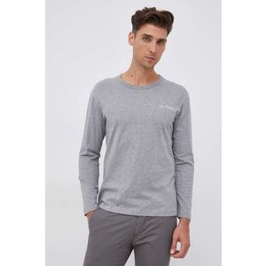 Bavlnené tričko s dlhým rukávom Marc O'Polo šedá farba, melanžové vyobraziť