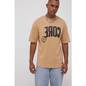 Bavlnené tričko Jack & Jones hnedá farba, s potlačou vyobraziť